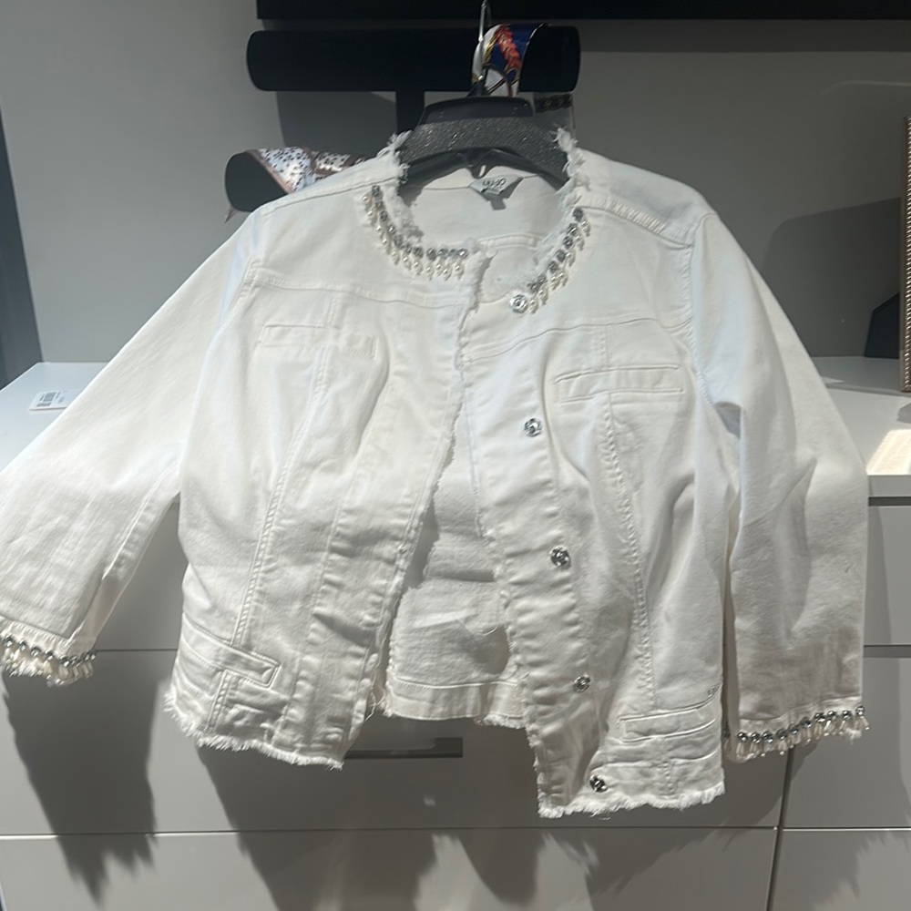 Liu Jo White Jean Jacket with Lace Trim